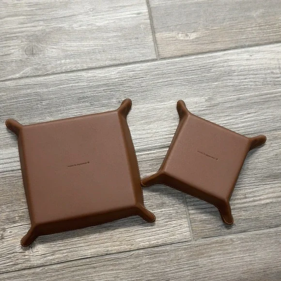 Coach New with Box Set Saddle Brown Leather Valet Trays - Picture 11 of 16